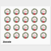 Sticker Rond Joyeuses vacances Poinsettia (Feuille)