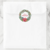 Sticker Rond Joyeuses vacances Poinsettia (Sac)