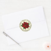Sticker Rond Joyeuses vacances Poinsettia (Enveloppe)
