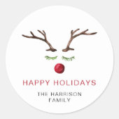 Sticker Rond Joyeuses vacances Reindeer Aquarelle Noël (Devant)