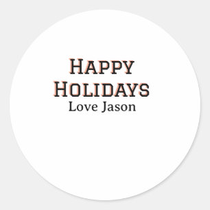 Sticker Rond Joyeuses vacances rouge noir amour ajouter nom fam