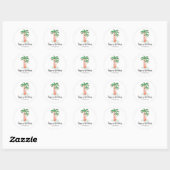 Sticker Rond Joyeuses vacances Tropical Palm Tree Noël (Feuille)