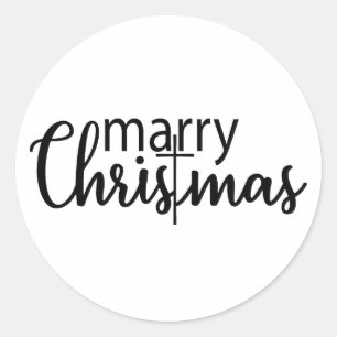 Sticker Rond Joyeuses vibes de Noël Mama croix chrétienne Femme