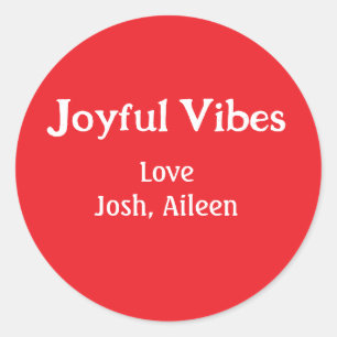 Sticker Rond Joyeuses Vibes rouge Noël vacances amour famille s