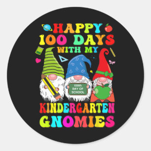 Sticker Rond Joyeux 100 Jours Avec Mes Gnomies De Maternelle Po