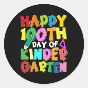 Sticker Rond Joyeux 100 Jours de jardin d'enfants 100e Jour de 