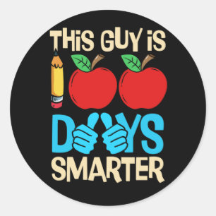 Sticker Rond Joyeux 100 jours de l'école Guy est 100 jours plu