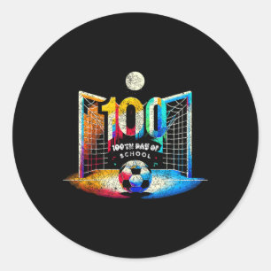Sticker Rond Joyeux 100 Jours De Soccer Soccer Thème Vintage Sa