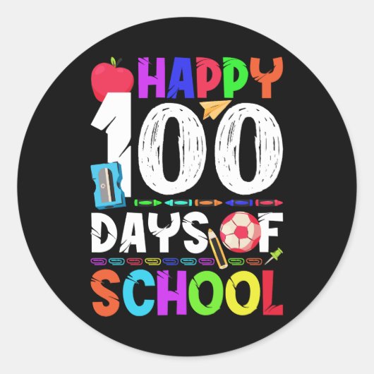 Sticker Rond Joyeux 100 jours d'école - 100e jour d'école (Devant)