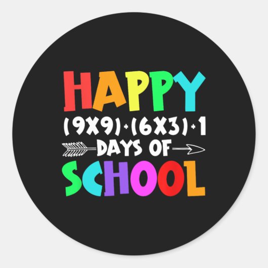 Sticker Rond Joyeux 100 Jours D'École Formule Math Enseignants (Devant)