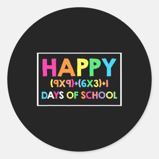 Sticker Rond Joyeux 100 Jours D'École Math Amusant Tee Pour Mat (Devant)