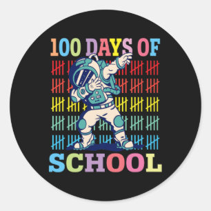 Sticker Rond Joyeux 100 Jours D'Enfants Scolaires Dabbing Astro