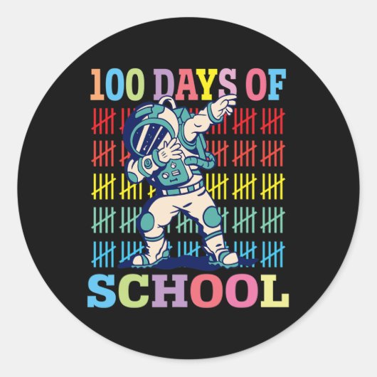 Sticker Rond Joyeux 100 Jours D'Enfants Scolaires Dabbing Astro (Devant)