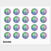Sticker Rond Joyeux 100e anniversaire (Feuille)
