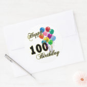Sticker Rond Joyeux 100e anniversaire cadeaux et vêtements d'an (Enveloppe)