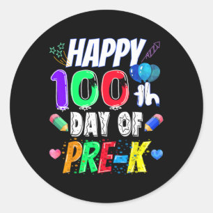 Sticker Rond Joyeux 100e Jour De Don D'École 100 Jours De Pré-k