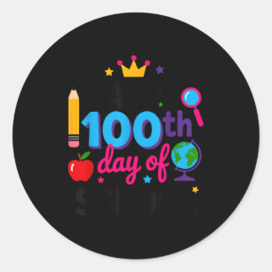 Sticker Rond Joyeux 100e jour d'école 100 jours plus intelligen