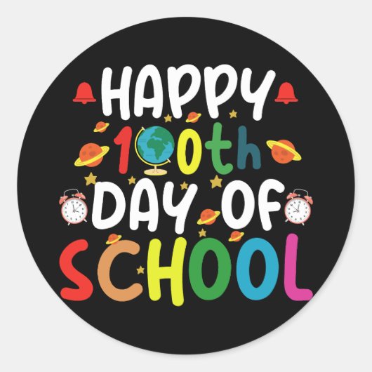 Sticker Rond Joyeux 100e jour d'école Enseignant Élève (Devant)