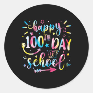 Sticker Rond Joyeux 100ème Jour De Chemise D'École Pour Les Étu