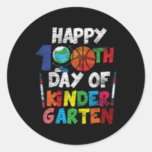 Sticker Rond Joyeux 100ème Jour De Kinder Garten Cute 100 Jours