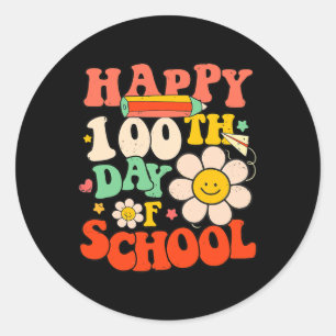 Sticker Rond Joyeux 100ème Jour De L'École Enseignant Enfants 1
