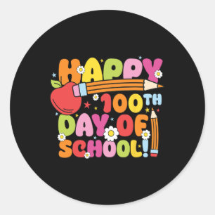 Sticker Rond Joyeux 100ème Jour De L'École Enseignant Enfants 1
