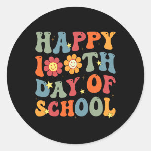 Sticker Rond Joyeux 100ème Jour De L'École Mignonnes Étudiants