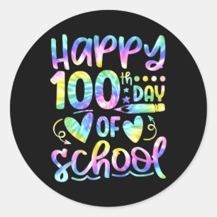Sticker Rond Joyeux 100ème Jour De L'École Teinture 100 Jours P