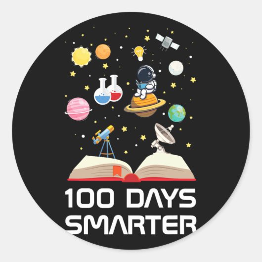 Sticker Rond Joyeux 100ème Jour D'École 100 Jours Smarter Space (Devant)