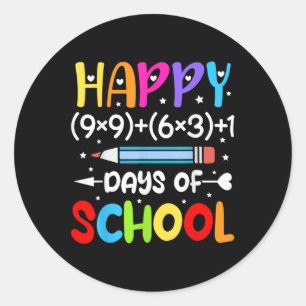 Sticker Rond Joyeux 100ème Jour D'Enfants Scolaires 100 Jours S