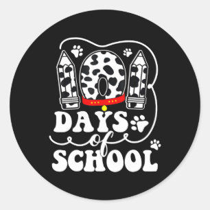 Sticker Rond Joyeux 101 Jours École mignonne Amoureux des chien