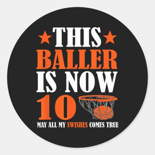 Sticker Rond Joyeux 10e anniversaire 10 ans Basketball 10e Bi (Devant)