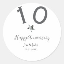 Joyeux 10e anniversaire nom date gris métal étoile