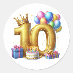 Sticker Rond Joyeux 10ème Anniversaire