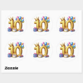Sticker Rond Joyeux 10ème Anniversaire (Feuille)