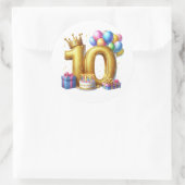 Sticker Rond Joyeux 10ème Anniversaire (Sac)