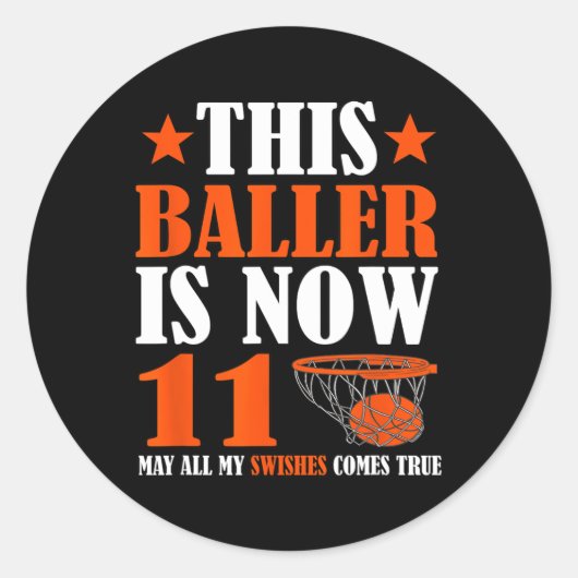 Sticker Rond Joyeux 11e anniversaire 11 ans Basketball 11e Bi (Devant)