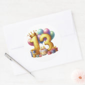 Sticker Rond Joyeux 13e anniversaire (Enveloppe)