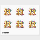 Sticker Rond Joyeux 13e anniversaire (Feuille)