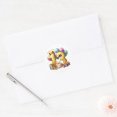 Sticker Rond Joyeux 13e anniversaire (Enveloppe)