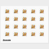 Sticker Rond Joyeux 14ème anniversaire (Feuille)