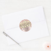 Sticker Rond Joyeux 14ème anniversaire Glitter Drips Rose (Enveloppe)
