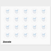 Sticker Rond Joyeux 15e anniversaire bleu ajouter nom monogramm (Feuille)