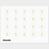 Sticker Rond Joyeux 15e anniversaire jaune ajouter nom monogram (Feuille)
