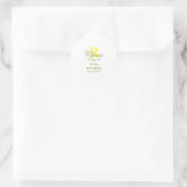 Sticker Rond Joyeux 15e anniversaire jaune ajouter nom monogram (Sac)