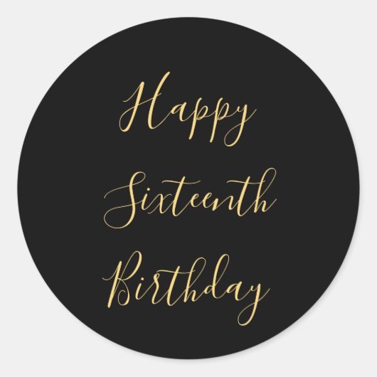 Sticker Rond Joyeux 16e anniversaire Golden Yellow Custom Age N (Devant)