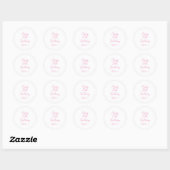 Sticker Rond Joyeux 16e anniversaire rose blanc XVIe 2024 (Feuille)