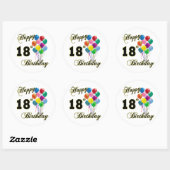 Sticker Rond Joyeux 18e anniversaire cadeaux (Feuille)