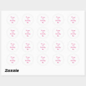 Sticker Rond Joyeux 1er Anniversaire rose blanc Nom personnalis (Feuille)