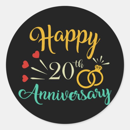 Sticker Rond Joyeux 20e anniversaire jumelés Couples 20e annive (Devant)